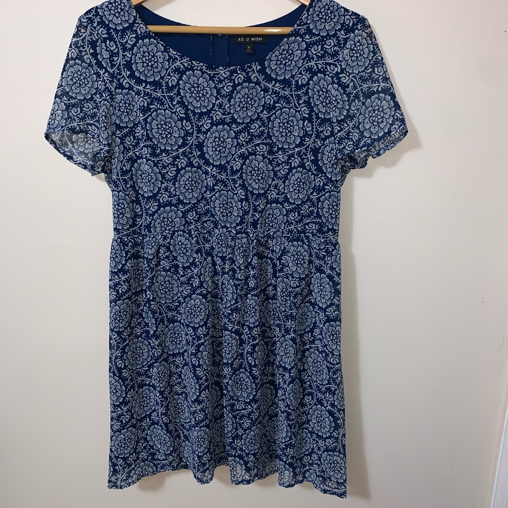 Blue dress with floral design